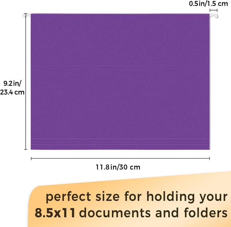 SUNEE 25 Pack Hanging File Folders, Purple Folders, Hanging File Folders Letter Size with 1/5-cut Tabs, Stay Organized for Your Home and Office Bulk File and Documents - Image 5
